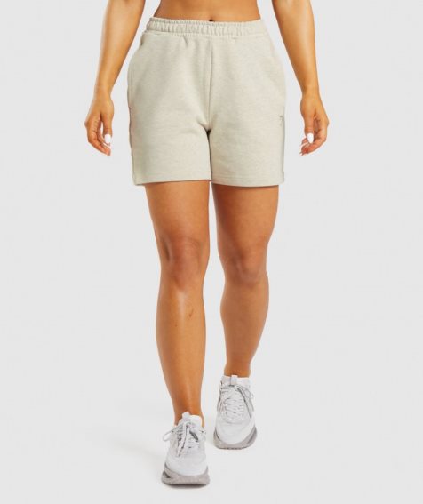 Women's Gymshark Rest Day Sweats Shorts Beige | NZ 1PMKYN